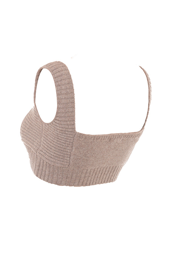 Korn grov kofta av naturlig ull med bralette och leggings