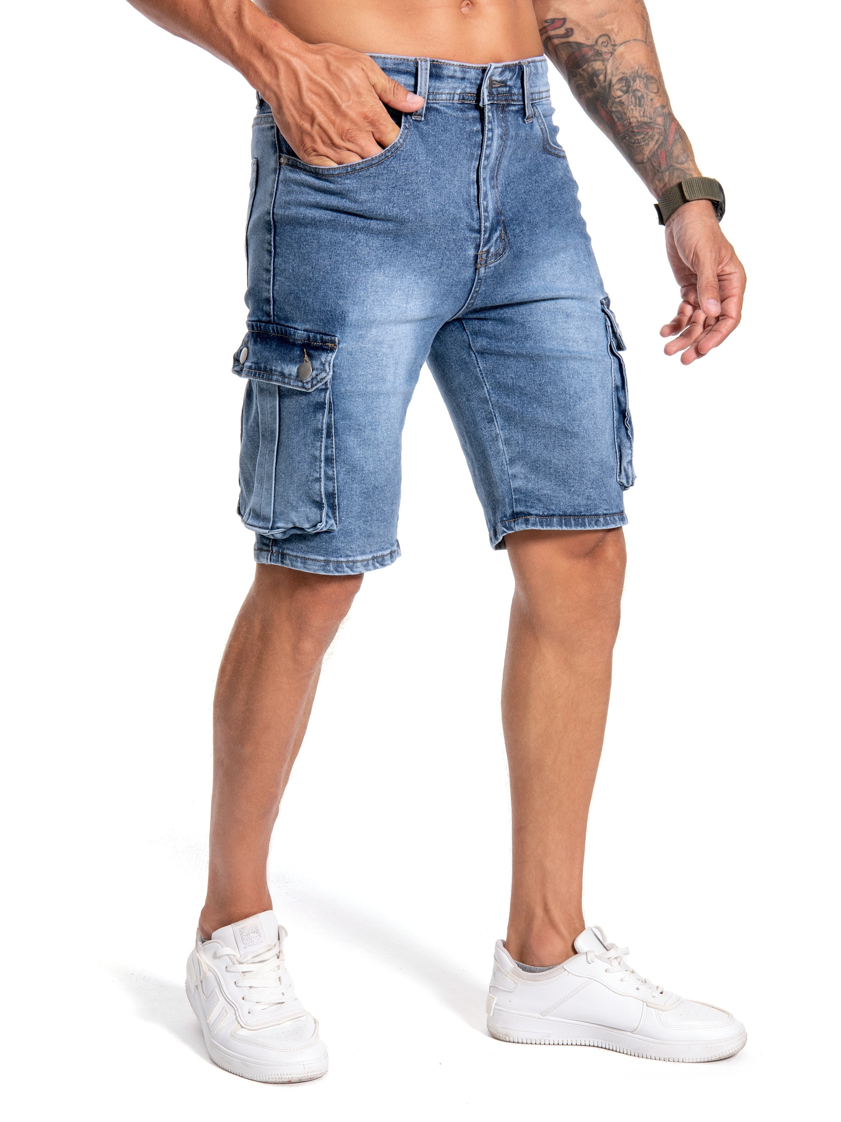 Jeansshorts medium stretch för män