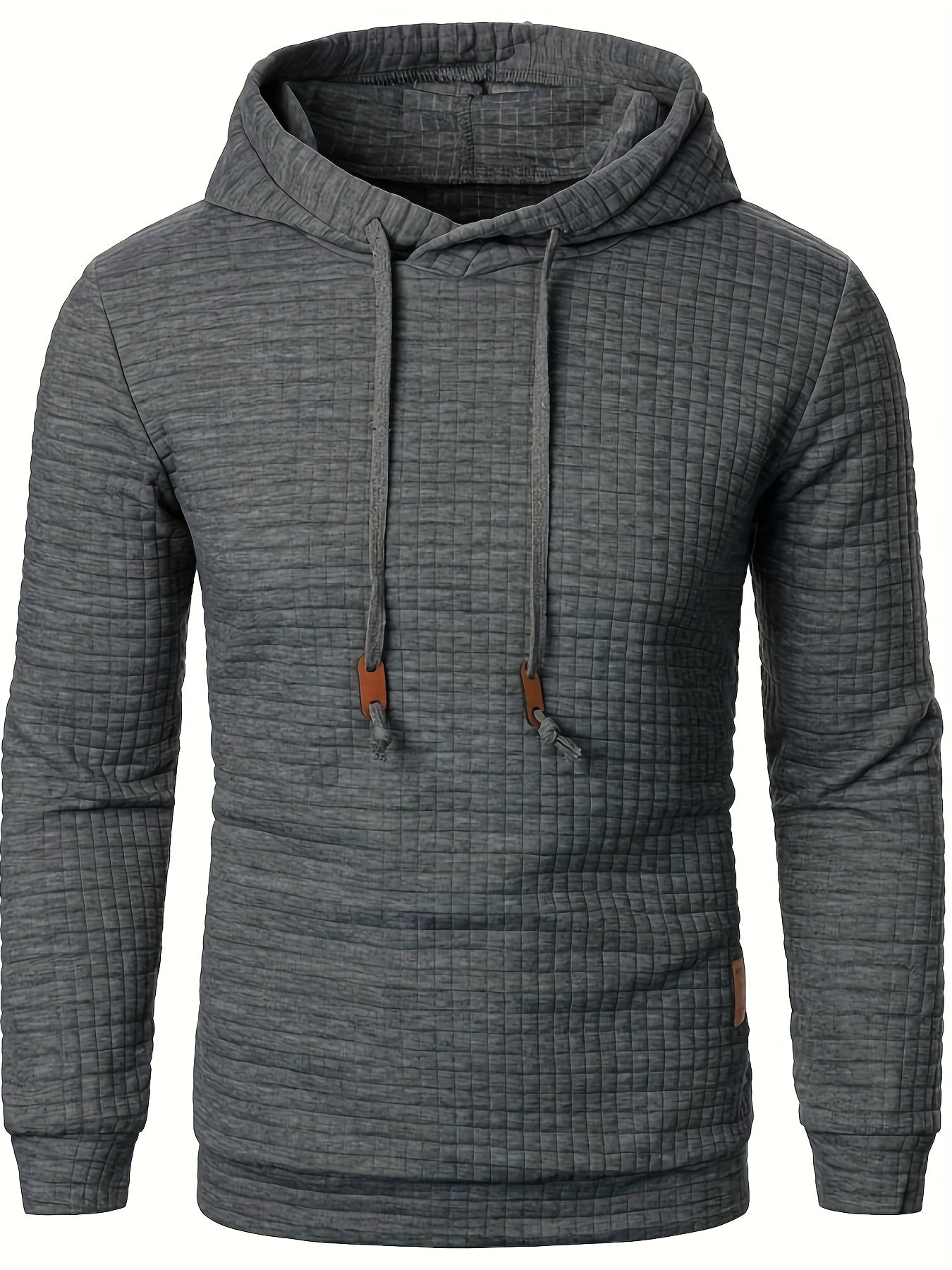 Bekväm lå ngärmad hoodie med vå ffelmönster