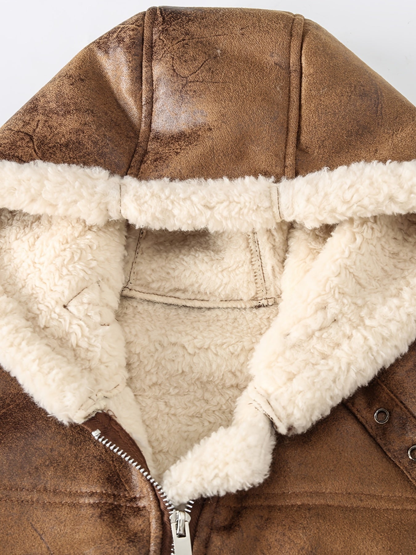 Ärmlös skinnjacka i fleece med huva