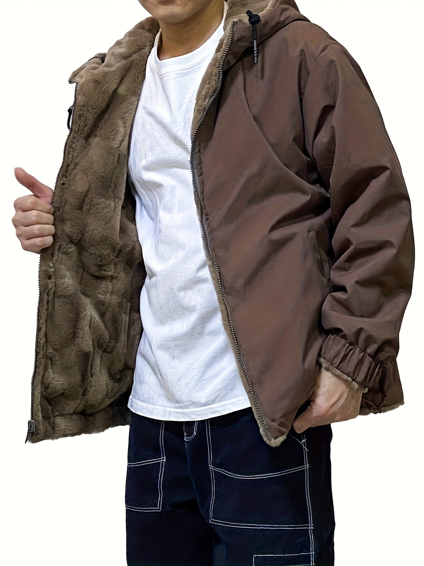 Dubbelsidig luvtröja i fleece