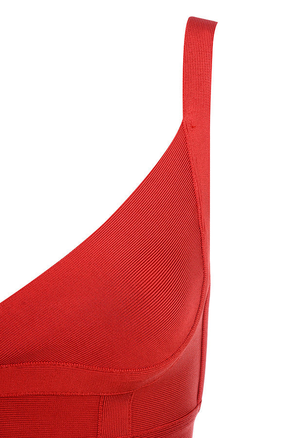 Röd bandageklänning med knytskärp