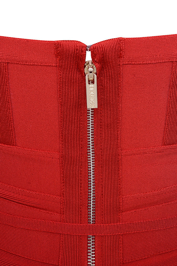 Röd bandageklänning med knytskärp