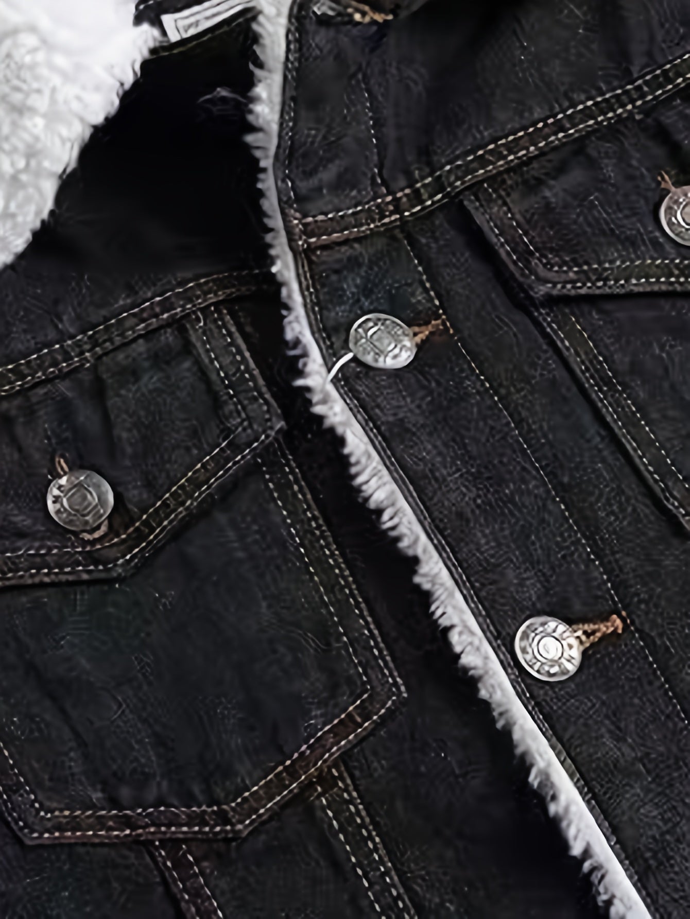 Svart jeansjacka i fleece