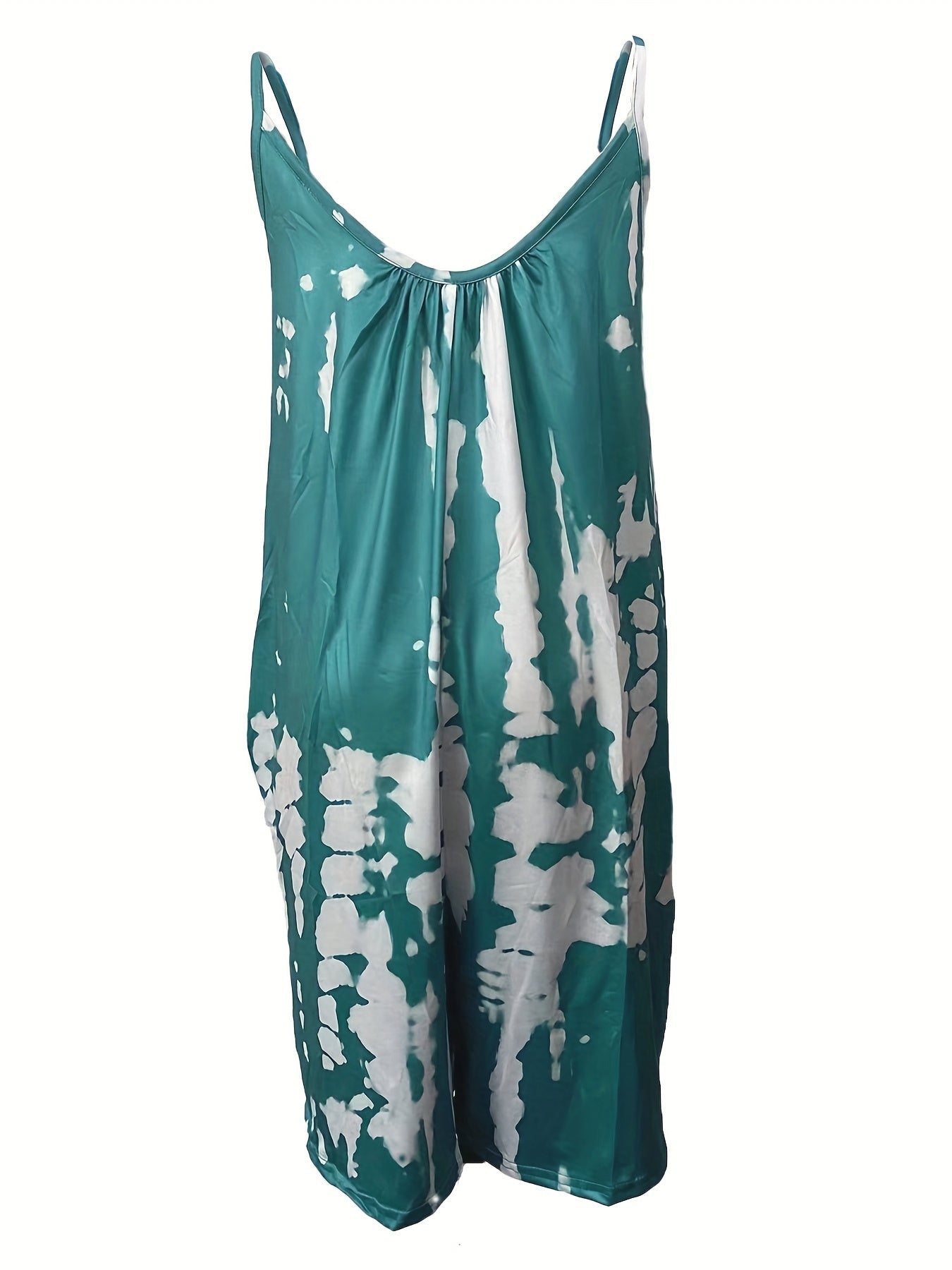 Boho blå tie dye ärmlös tröja med rund hals
