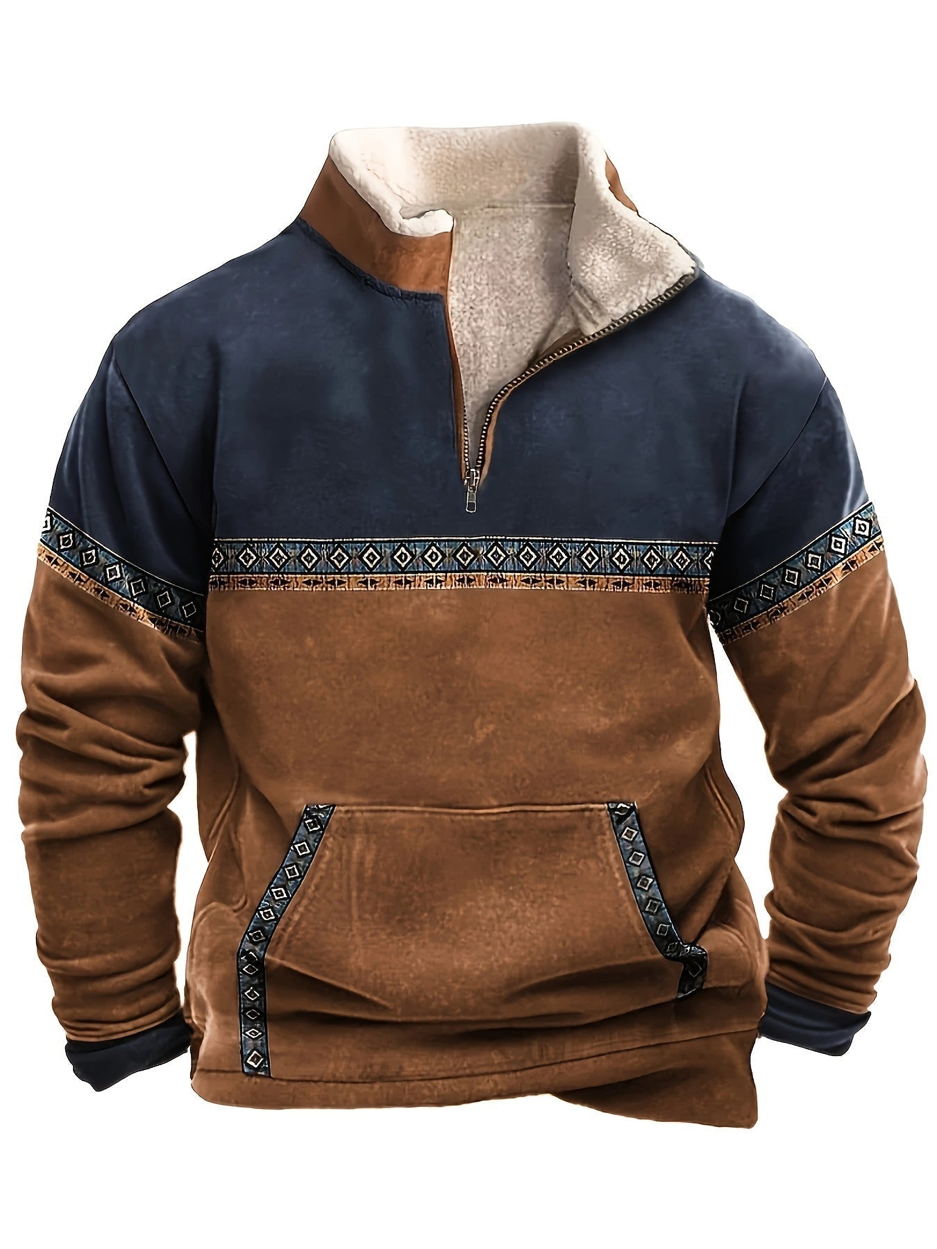 Vintage retro sweatshirt med fleecefoder