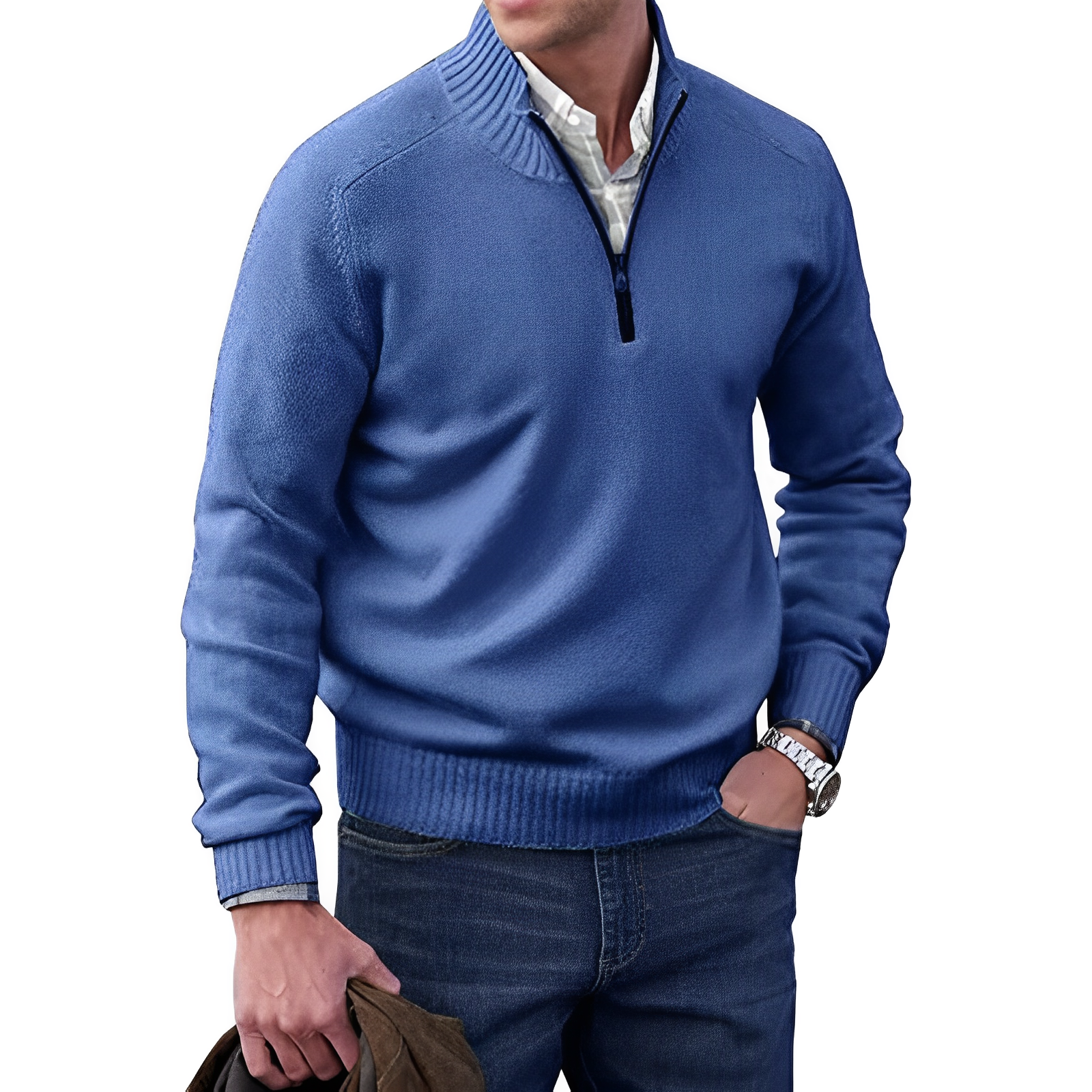 Cashmere dragkedja för män