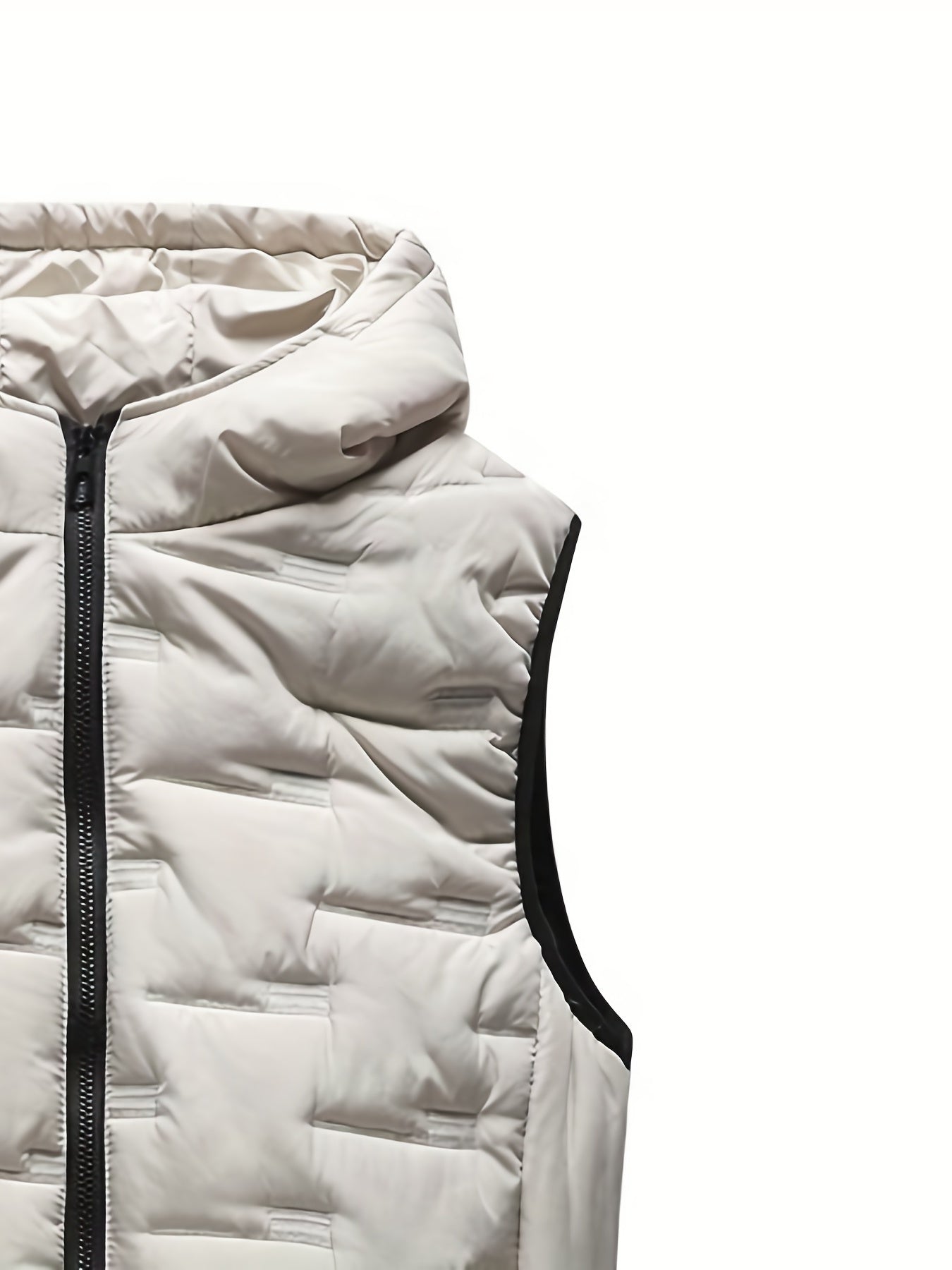 Vadderad väst med huva och dragkedja