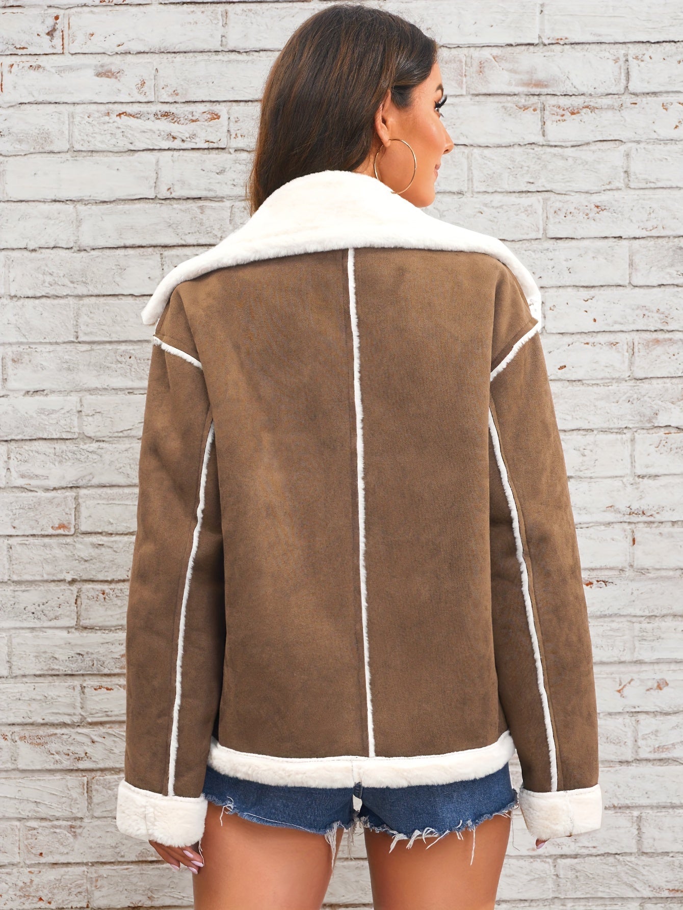 Lapel plysch jacka
