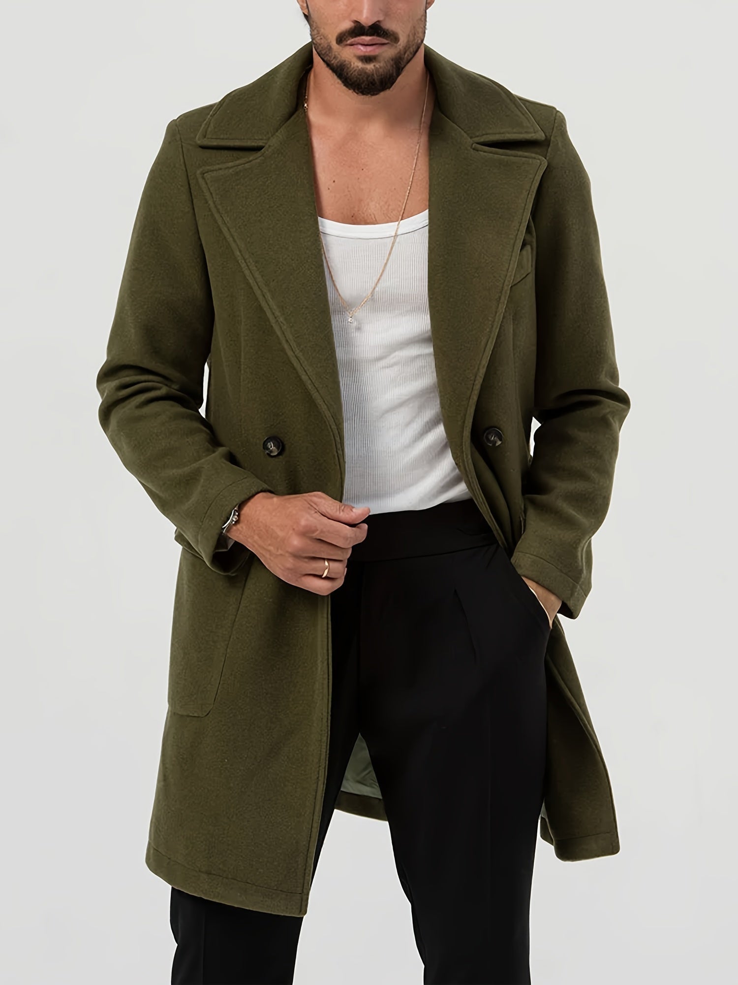 Grön trenchcoat för män