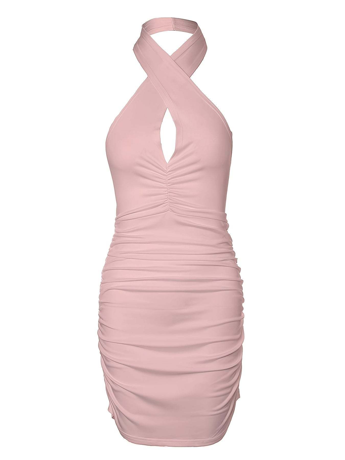 Smal grimklänning utan rygg med volanger och volanger