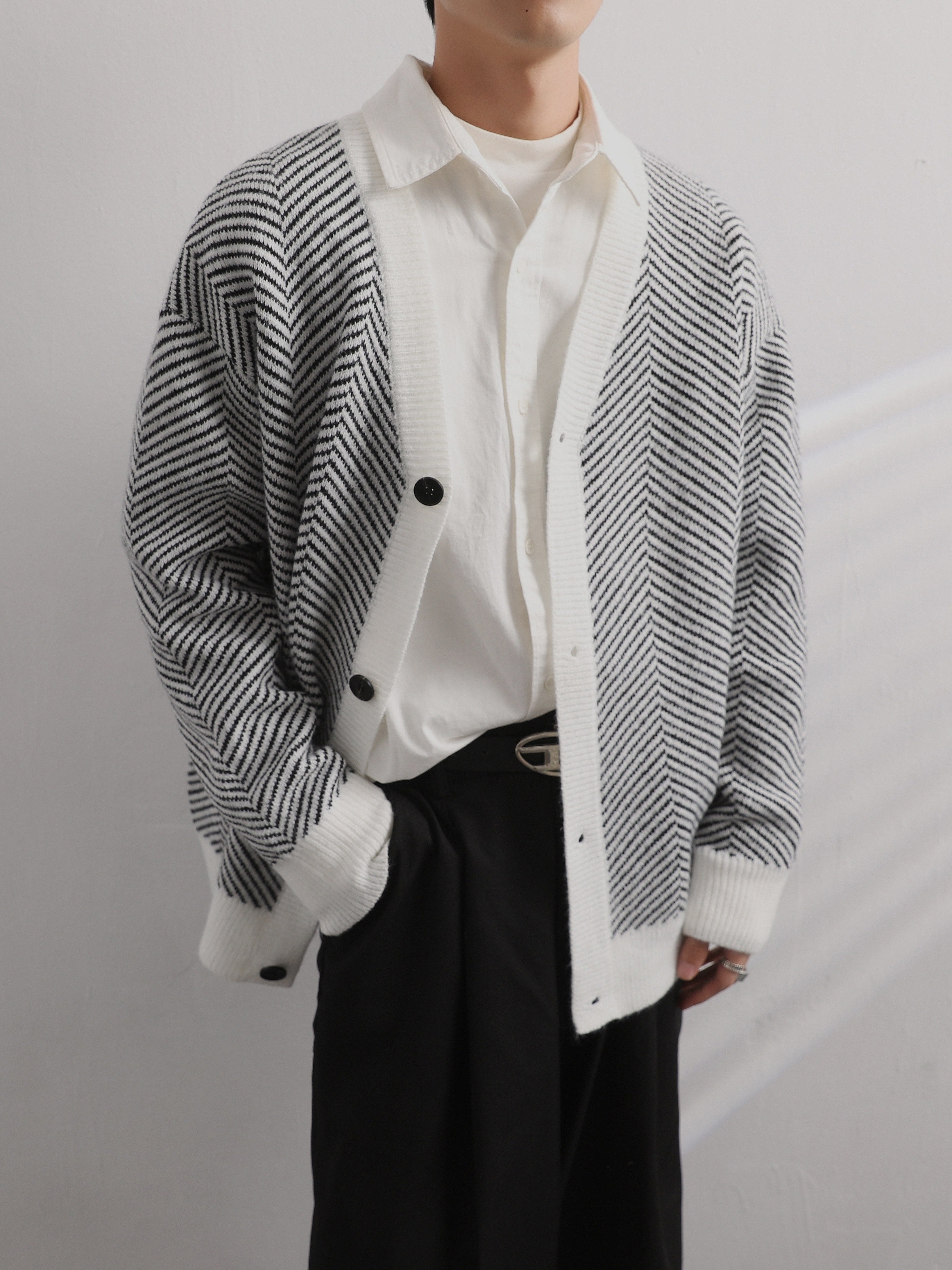 Snygg randig lös cardigan