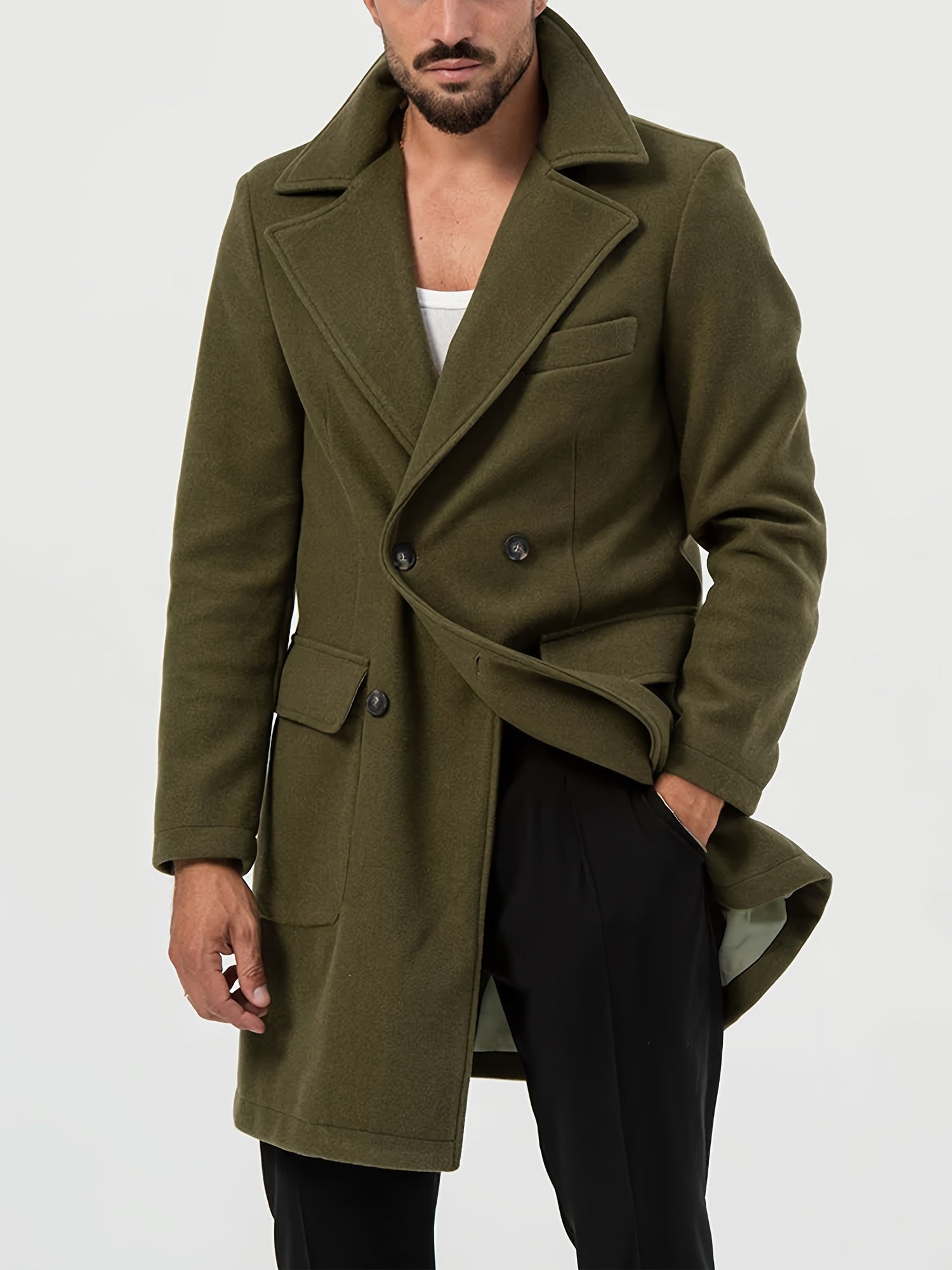 Grön trenchcoat för män
