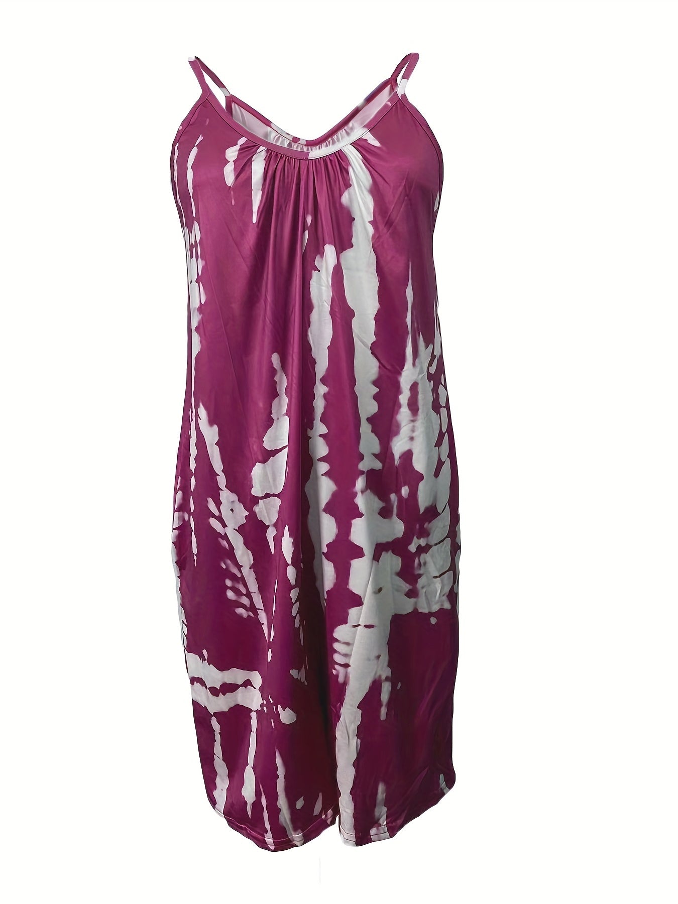 Boho blå tie dye ärmlös tröja med rund hals