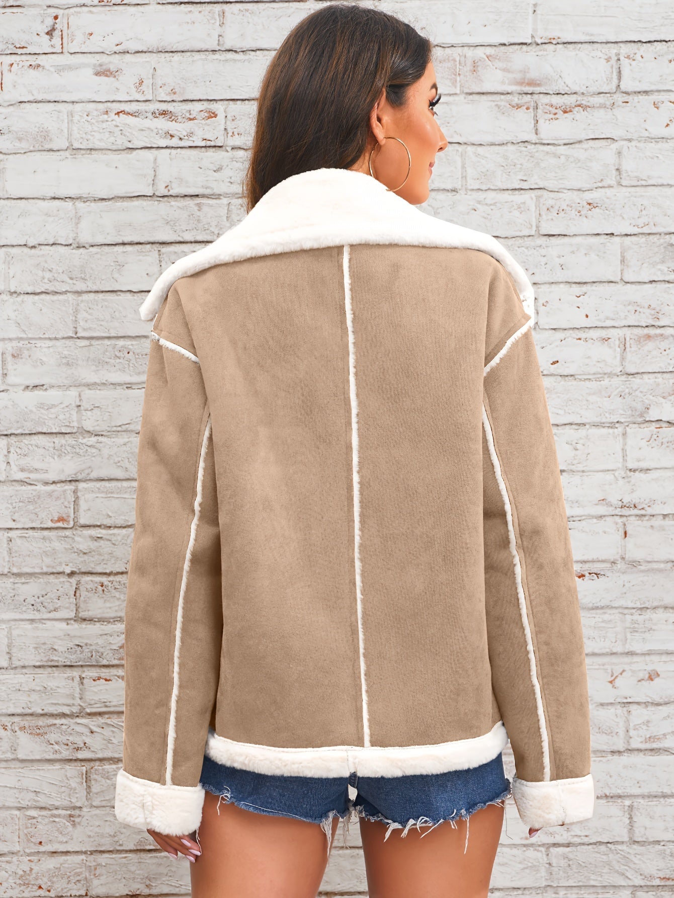 Lapel plysch jacka