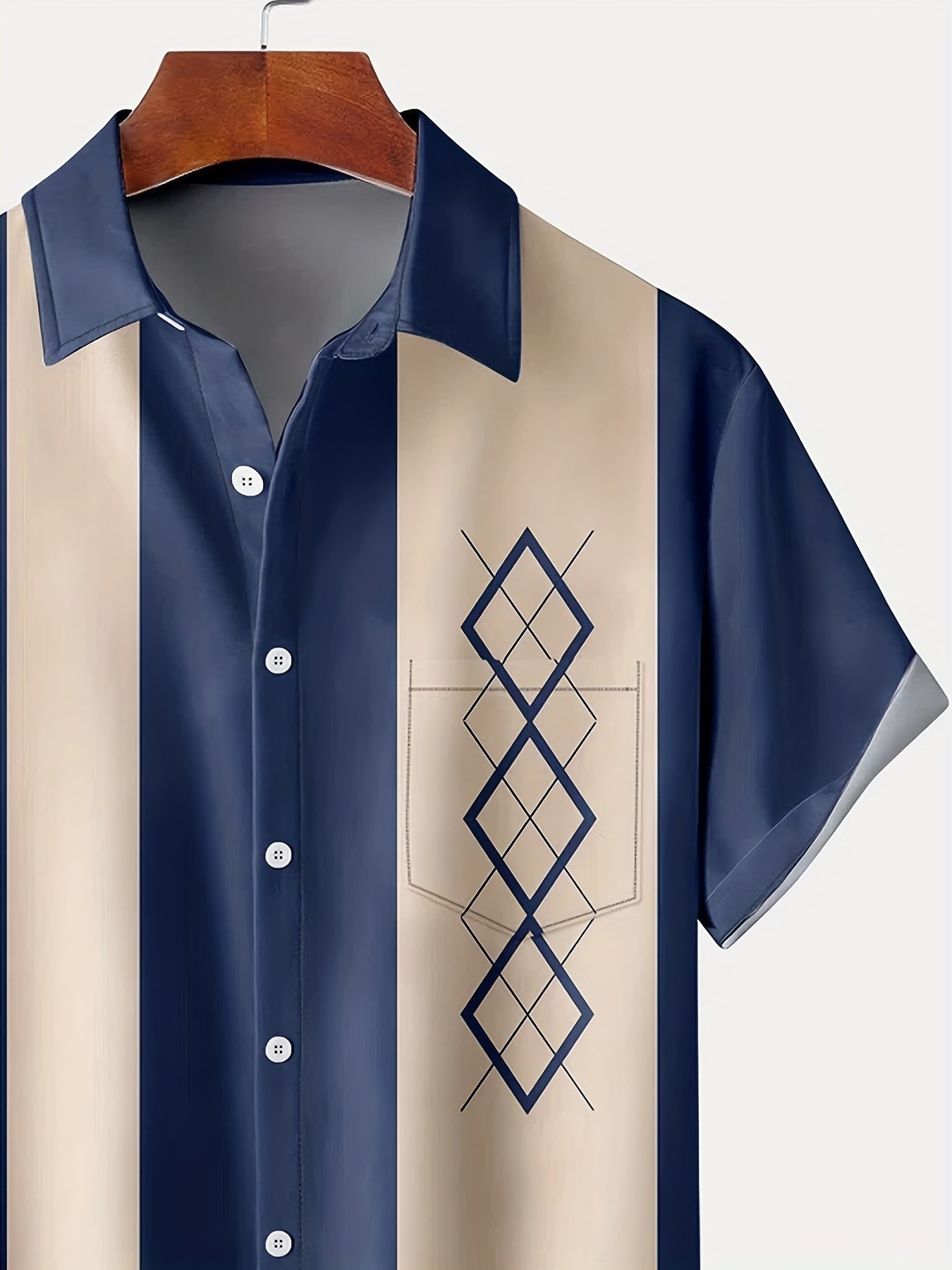 Vintage skjorta med korta ärmar och geometriskt tryck