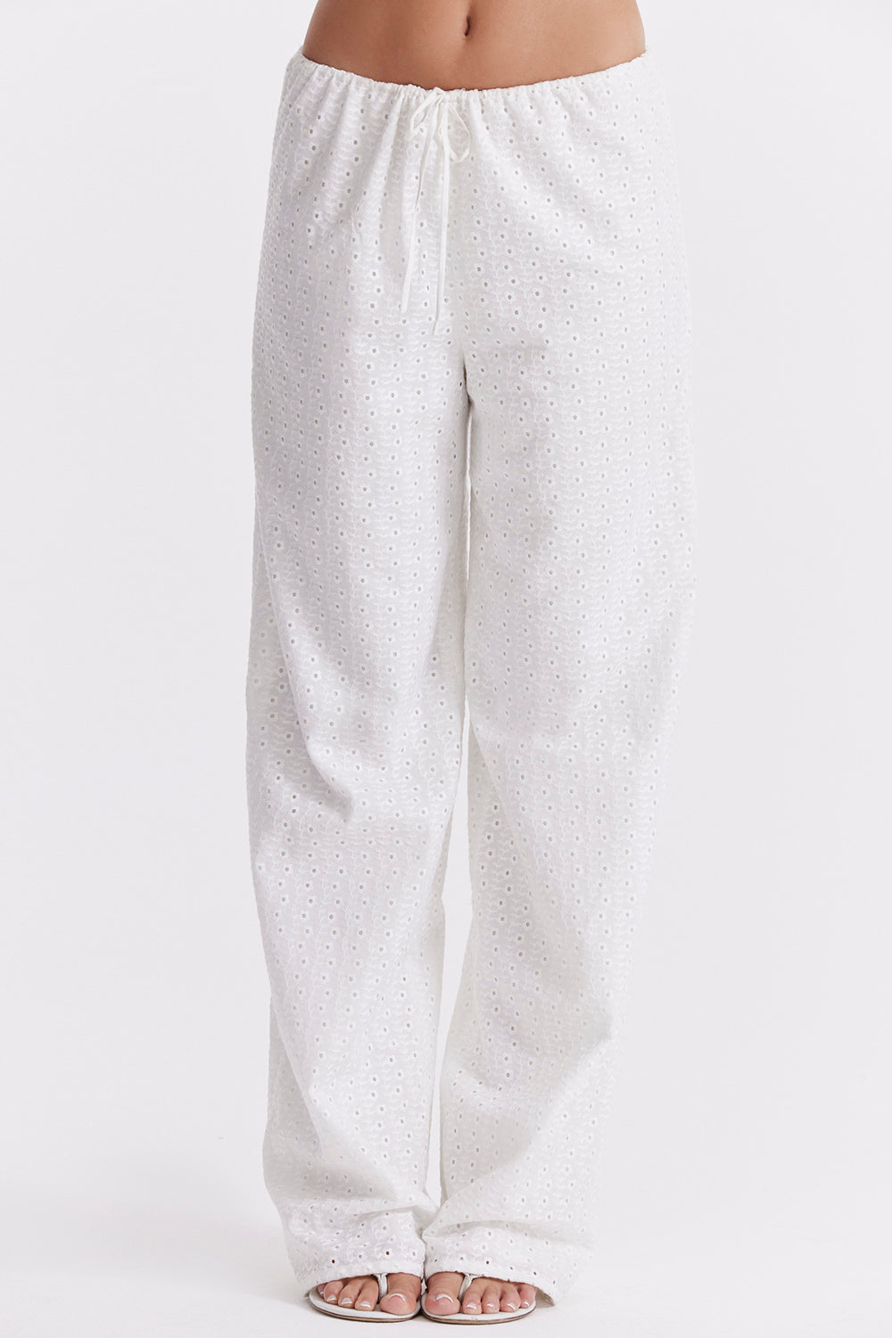 Vit broderie anglais bralette topp med byxor