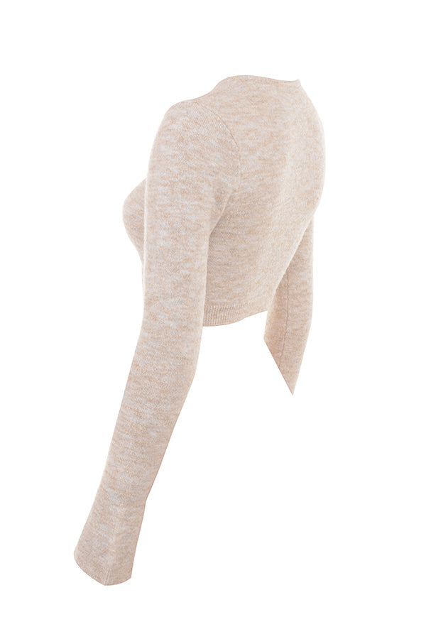 Fluffig stickad cropped cardigan