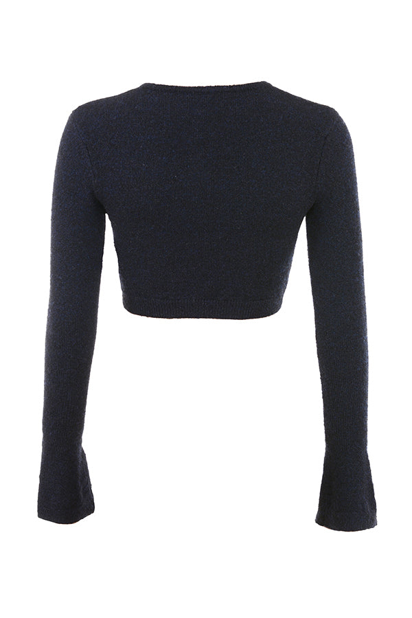 Fluffig stickad cropped cardigan