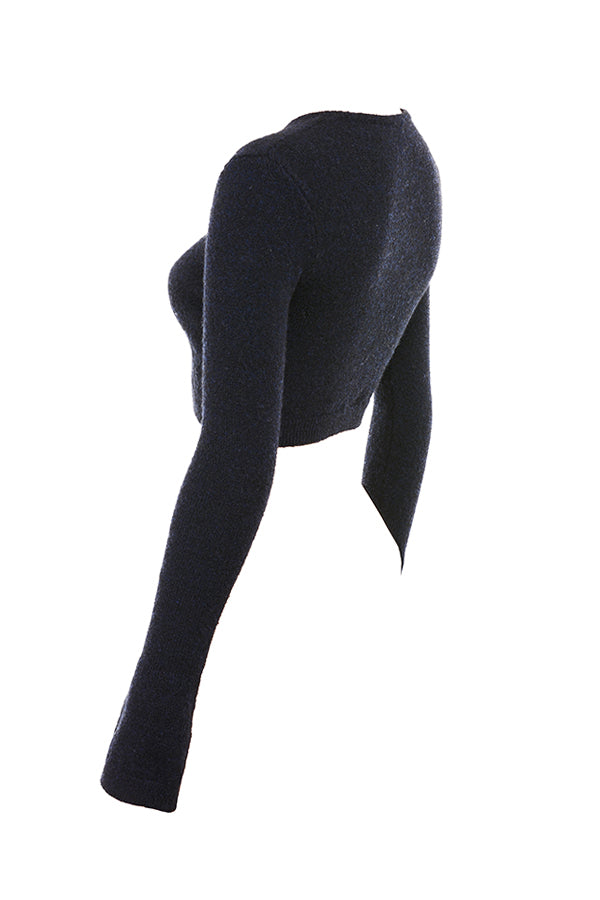 Fluffig stickad cropped cardigan