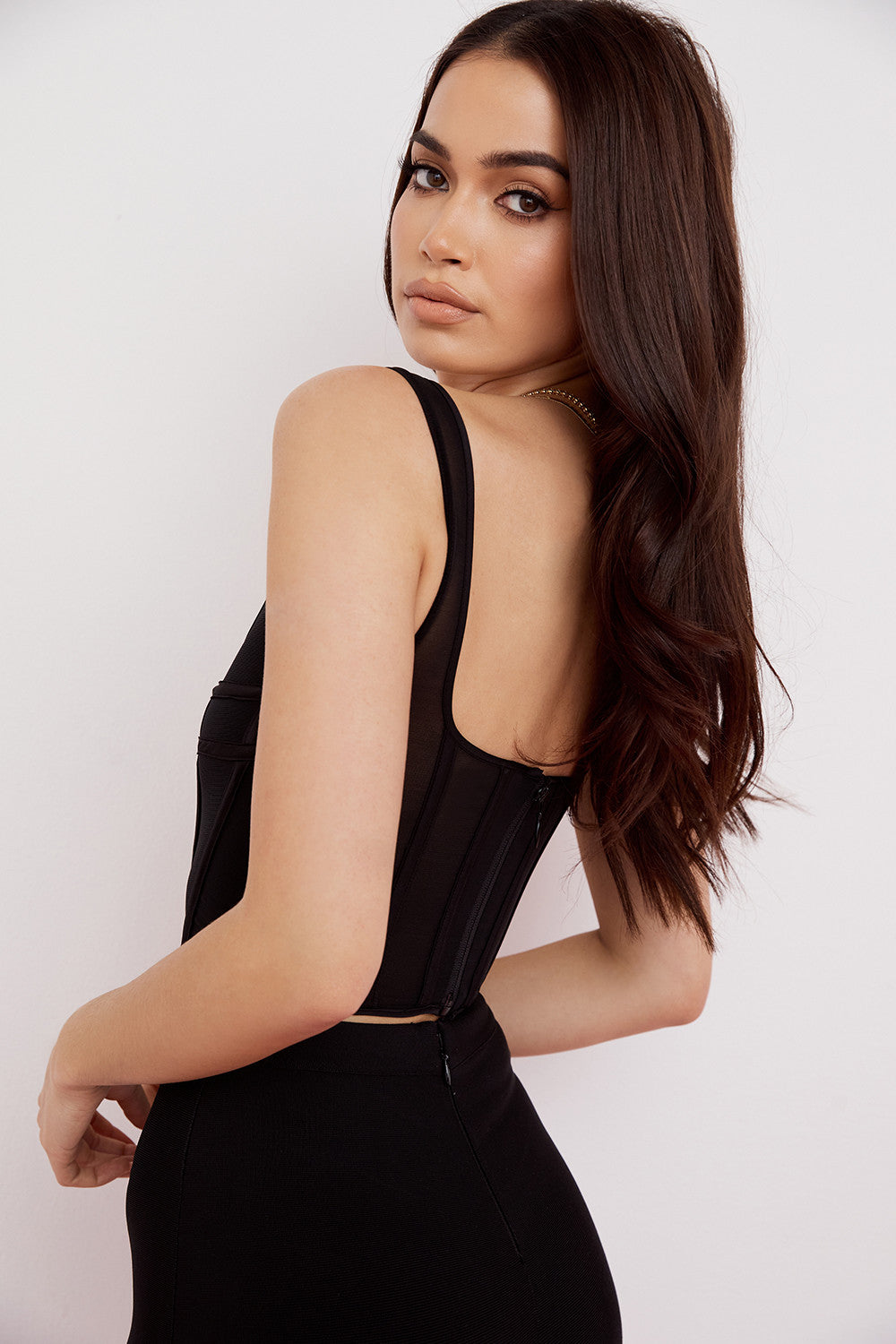 Svart korsetttopp i mesh