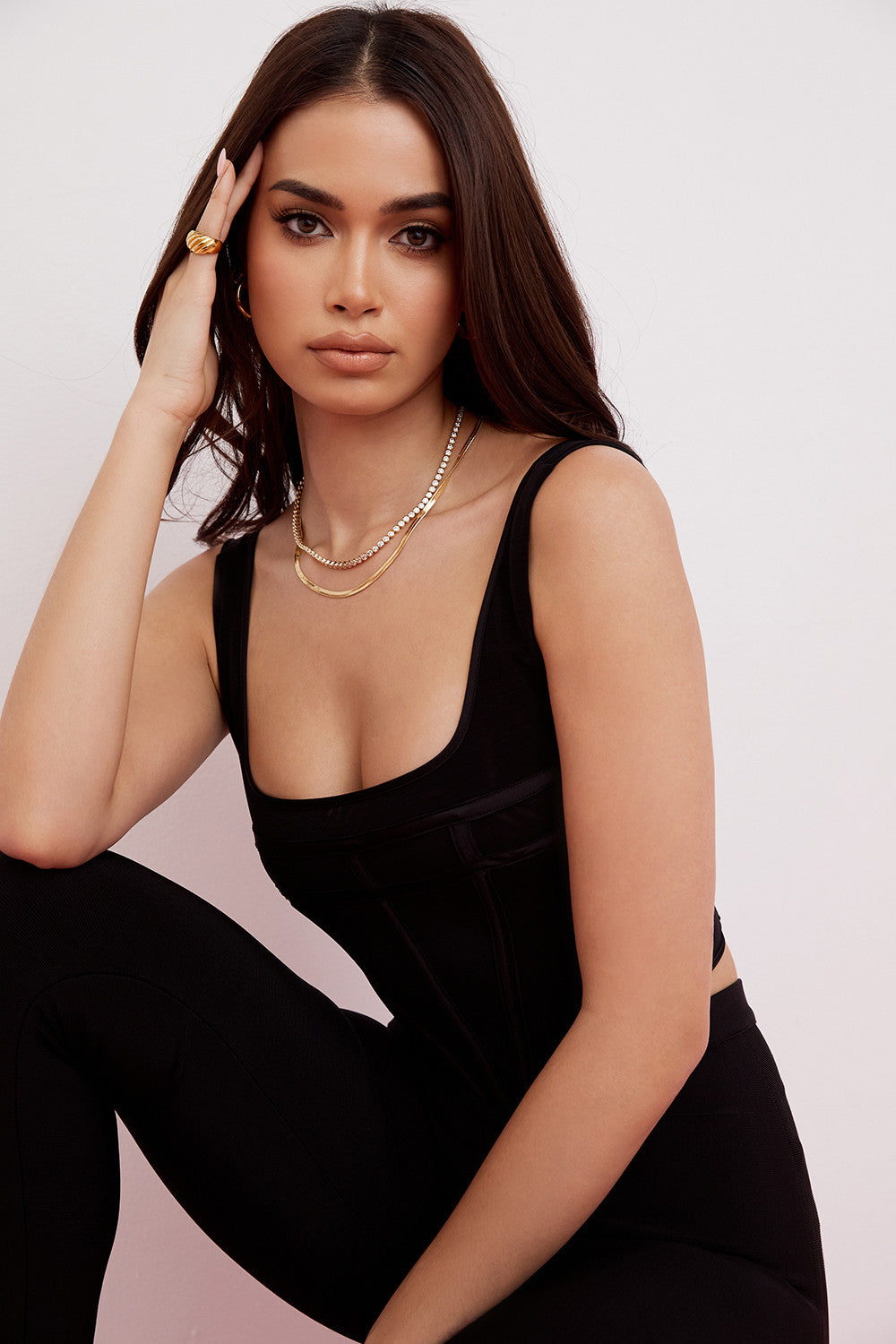 Svart korsetttopp i mesh