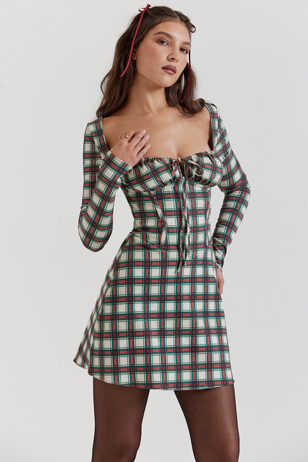 Tartan korsett miniklänning