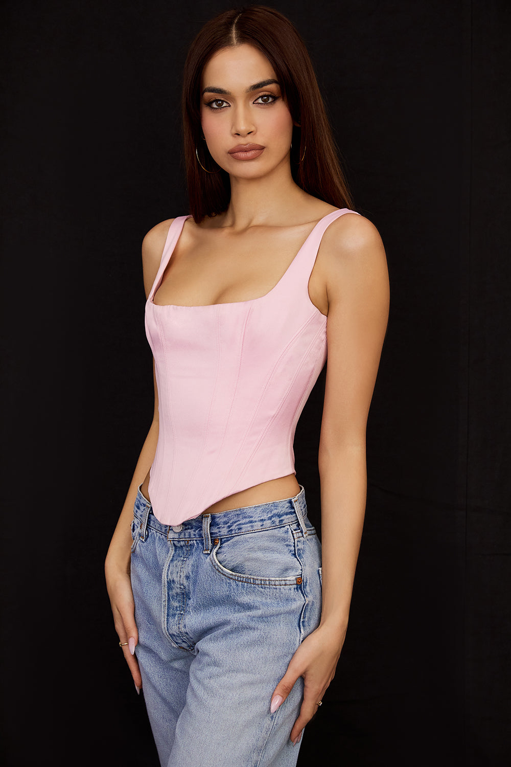 Fairy rosa satin longline korsett
