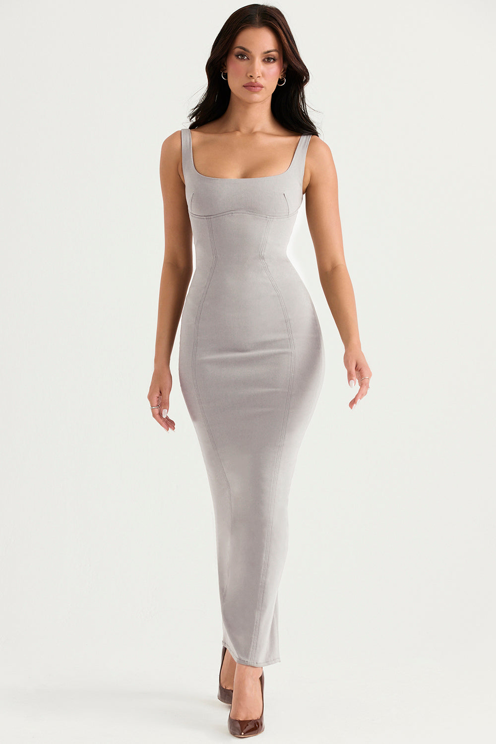 Rök bodycon maxiklänning