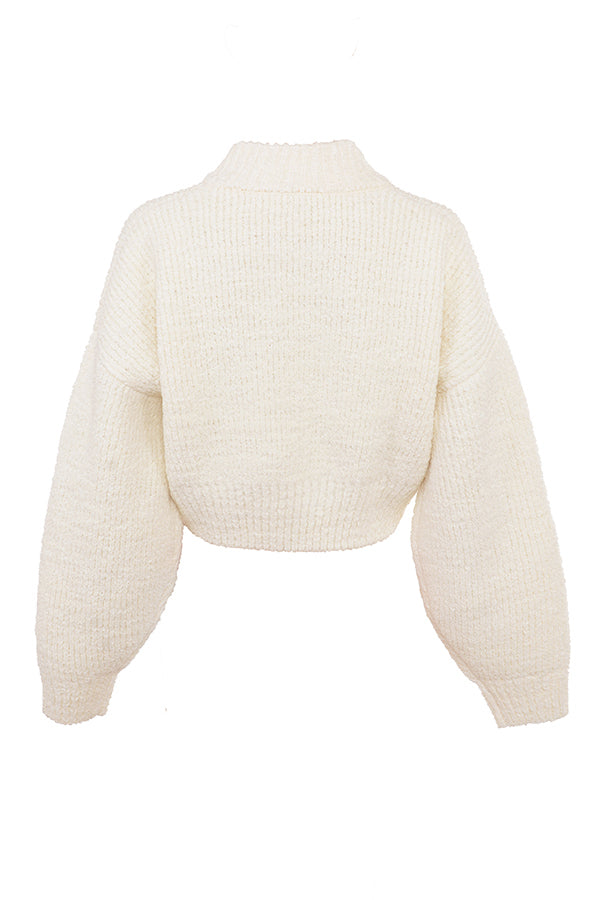 Krämig chenillemix cardigan