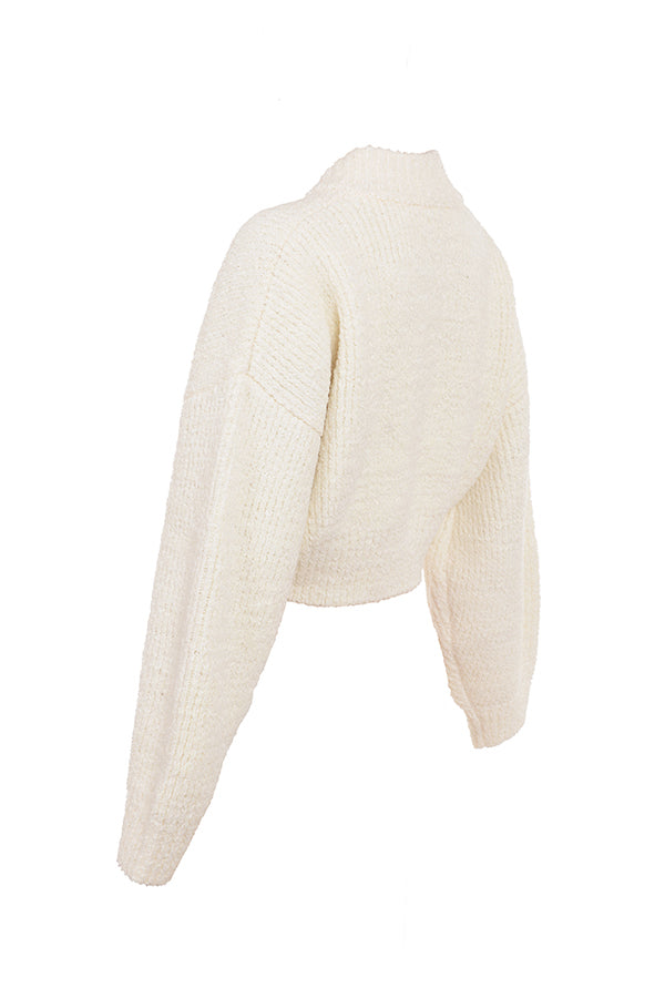 Krämig chenillemix cardigan