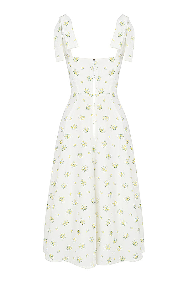 Blommig midi solklänning