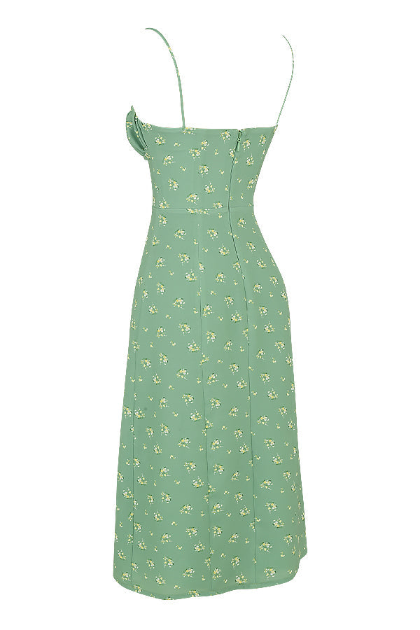 Blommig bustier midiklänning