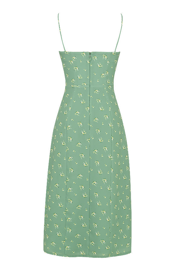 Blommig bustier midiklänning