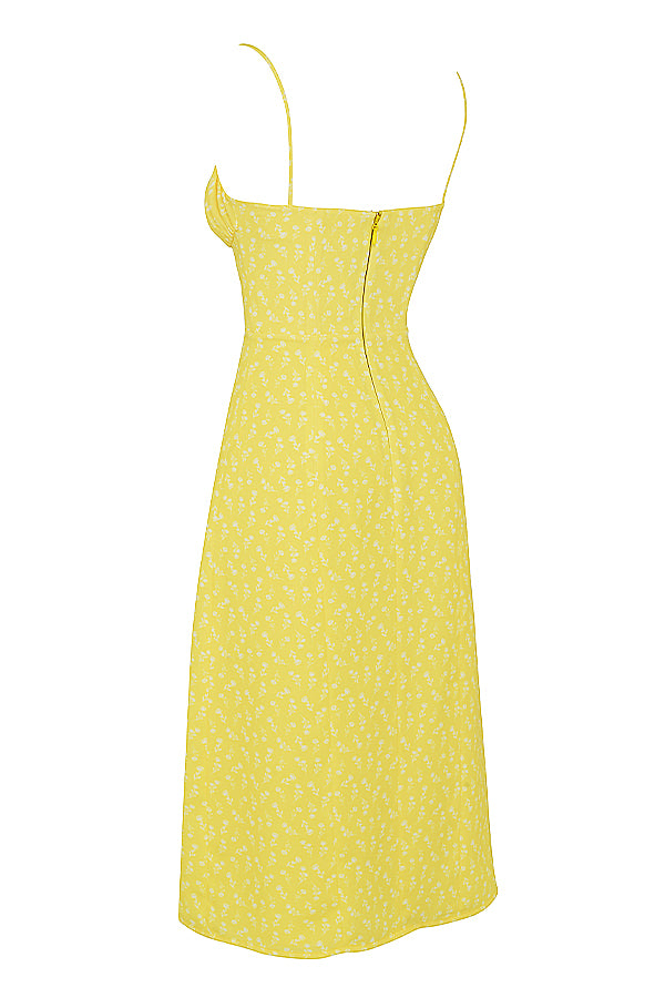 Blommig bustier midiklänning
