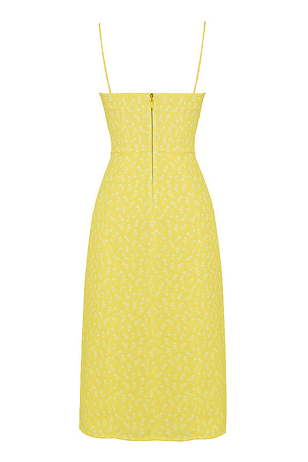 Blommig bustier midiklänning