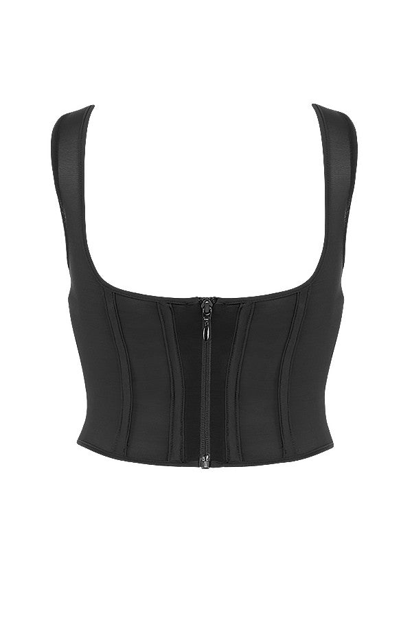 Svart korsetttopp i mesh