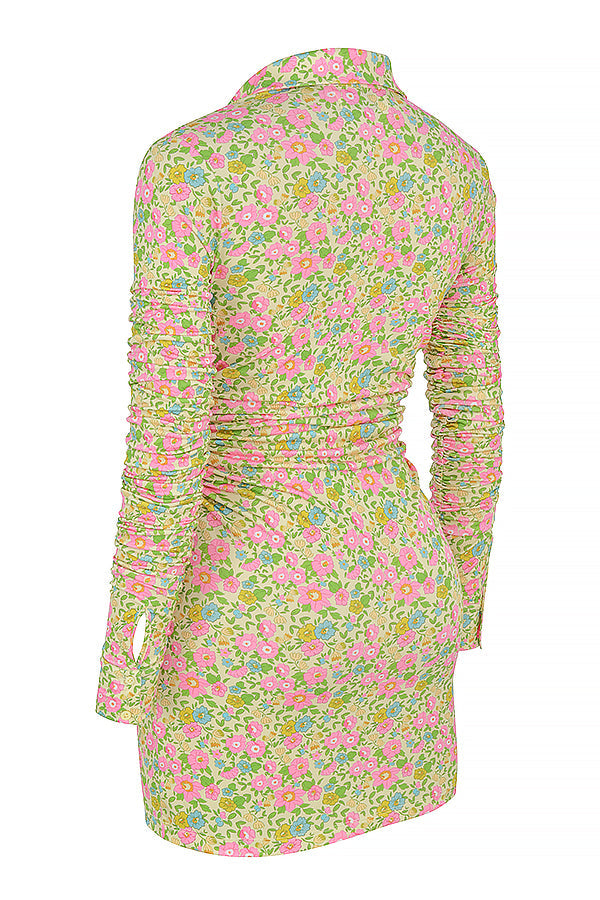 Vintage miniskjortklänning med blommor