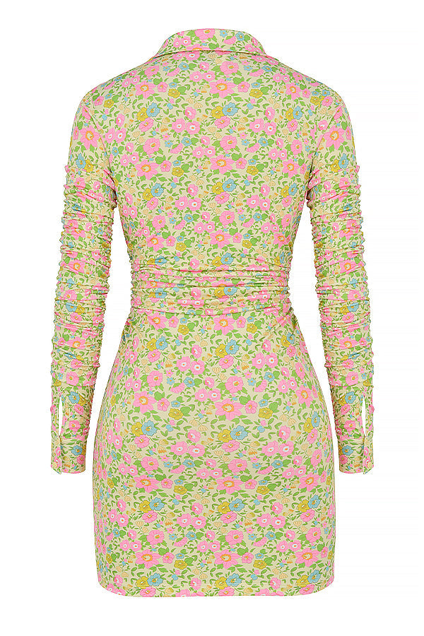 Vintage miniskjortklänning med blommor