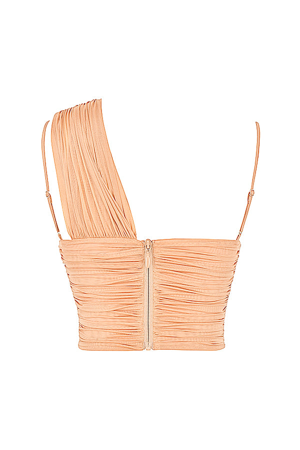 Beige veckad meshkorsett