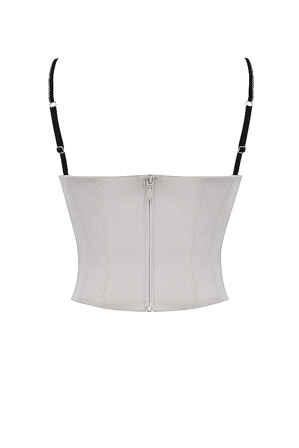Bygelkorsett i beige satin