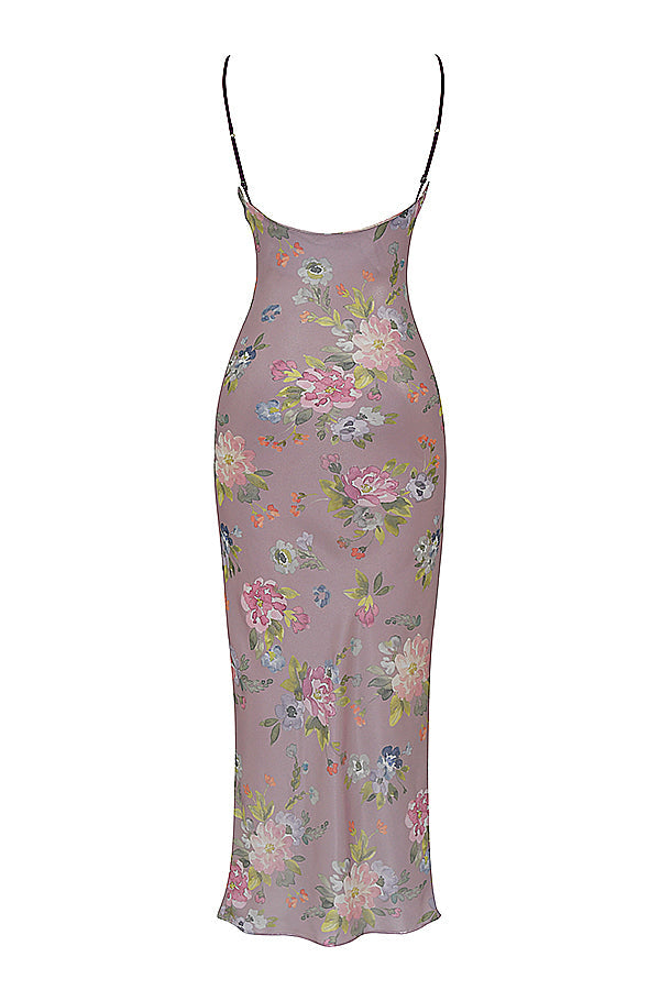 Mauve maxiklänning med blommor