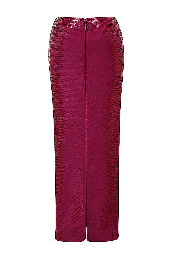 Ljust rosa bandeau med paljetter och maxikjol