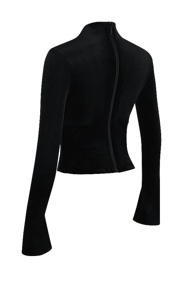 Svart sammetskorsett med beskurna byxor