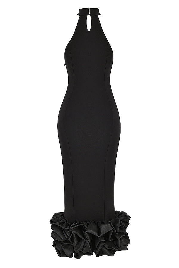 Svart peplum midiklänning