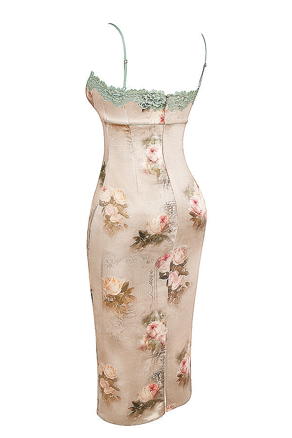 Vintage midiklänning med blommor