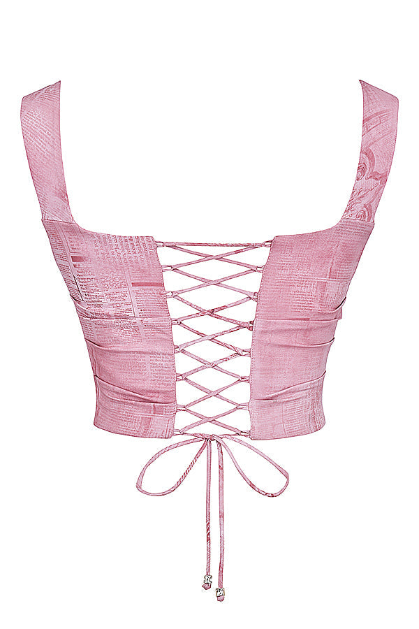 Korsett med rosa tryck