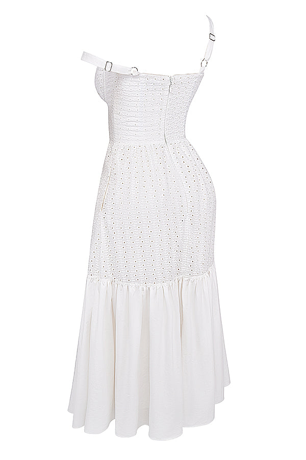 Vit midi solklänning frå n Broderie Anglaise