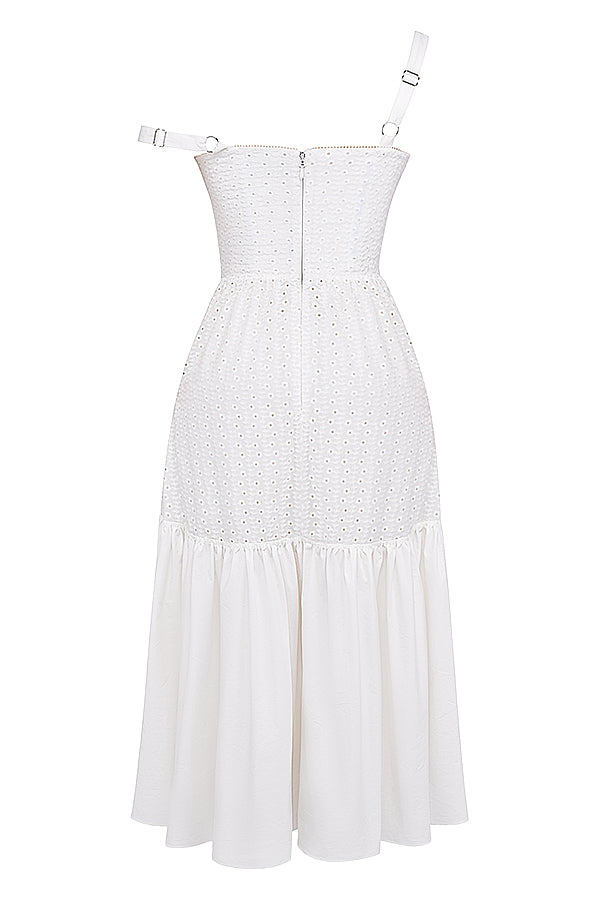 Vit midi solklänning frå n Broderie Anglaise
