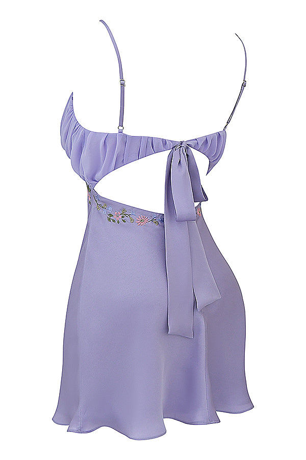 Broderad miniklänning i lavendel